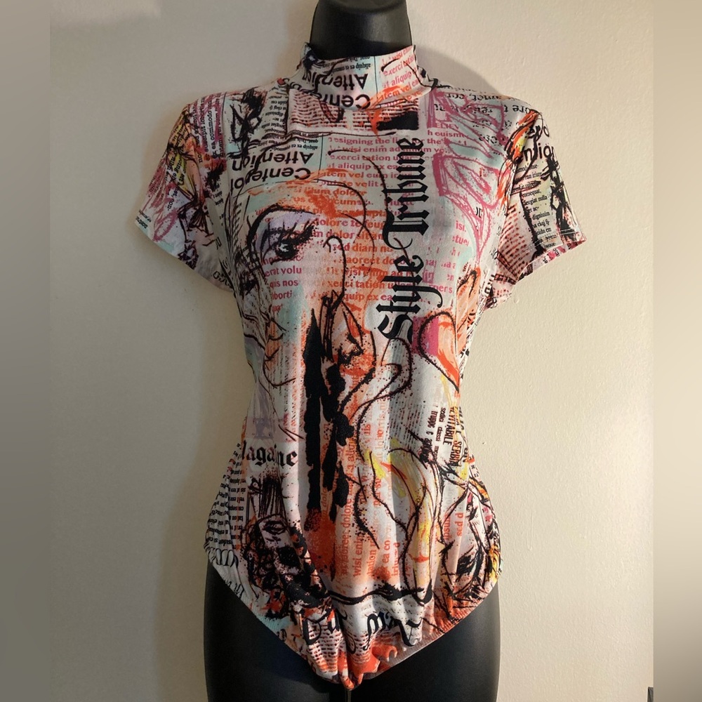 YMI Multicolor Graphic Bodysuit